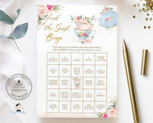 Load image into Gallery viewer, EDITABLE TEMPLATE Find the Guest Bingo Game Bridal Shower Baby Shower Birthday High Tea Party Pink Floral Icebreaker Activity Printable TP5