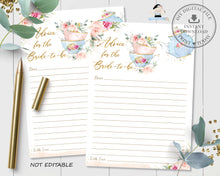 Load image into Gallery viewer, Spill the Tea Sign Advice for Bride to Be Vintage Blush Pink Floral Bridal Shower High Tea Party INSTANT DOWNLOAD TP5