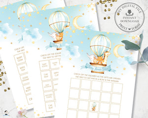 Cute Animals Blue Hot Air Balloon Value Bundle Baby Shower Games Print Yourself Printable Activities - Instant Download - HB5