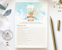 Load image into Gallery viewer, Cute Animals Blue Hot Air Balloon Value Bundle Baby Shower Games Print Yourself Printable Activities - Instant Download - HB5