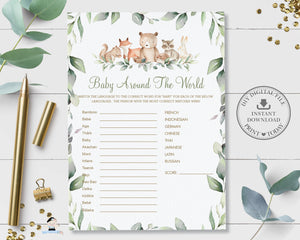 Woodland Baby Shower Games, Gender Neutral Baby Shower Game Bundle