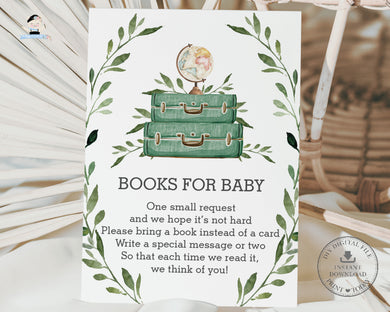 Greenery Adventure Begins Baby Shower Bring a Book Instead of a Card - Instant Download - BM1