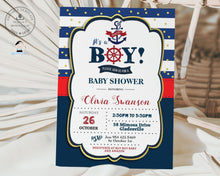 Load image into Gallery viewer, Ahoy, It&#39;s a Boy! Nautical Baby Shower Invitation - Editable &amp; Printable Template Instant Download - NT1