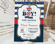 Ahoy, It's a Boy! Nautical Baby Shower Invitation - Editable & Printable Template Instant Download - NT1