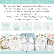 Load image into Gallery viewer, Blue Floral Elephant Baptism Christening Invitation Editable Template - Digital Printable File - Instant Download - EP6
