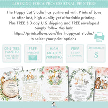 Load image into Gallery viewer, Chic Pink Floral Jungle Animals Diaper Raffle Card Digital Printable File - Instant Download - JA6