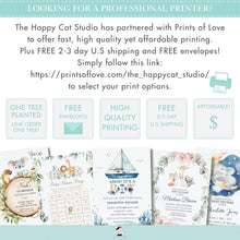 Load image into Gallery viewer, Chic Nautical Ahoy It&#39;s a Boy Blue Boat Folded Thank You Card Instant Download Digital Printable File - NT2