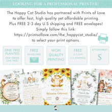 Load image into Gallery viewer, Cute Owl Sunflower Floral Baby Shower Invitation Editable Template - Digital Printable File - Instant Download - OW8