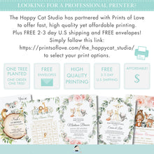 Load image into Gallery viewer, Chic Floral Greenery Woodland Animals Editable Time Capsule &amp; Blank Message Card - Digital Printable File Instant Download - WG10