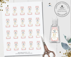 Chic Blush Pink Floral Elephant Hand Sanitizer Lotion Favor Labels Stickers Editable Template - Digital Printable File - Instant Download - EP5