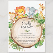Load image into Gallery viewer, 100x Cute Jungle Animals Safari Baby Shower Bring a Book Instead of a Card Insert