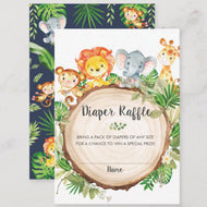 100x Cute Jungle Animals Safari Baby Shower Diaper Raffle Tickets Insert Cards