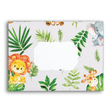 Load image into Gallery viewer, 10x Cute Jungle Animals Safari 1st First Birthday Baby Shower Personalized A7 Envelopes
