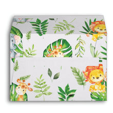 Load image into Gallery viewer, 10x Cute Jungle Animals Safari 1st First Birthday Baby Shower Personalized A7 Envelopes