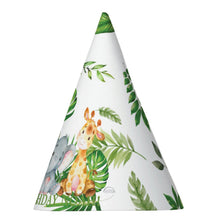 Load image into Gallery viewer, 12x Cute Jungle Animals Safari 1st First Birthday Party Personalized Cone Hats