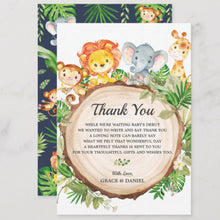 Load image into Gallery viewer, Cute Jungle Animals Safari Baby Shower Personalized Thank You Note Card
