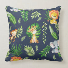 Load image into Gallery viewer, Cute Jungle Animals Safari Personalized Baby Birth Stats Cushion Thow Pillow