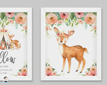 Load image into Gallery viewer, Tribal Floral Deer Fox Teepee Woodland Nursery Wall Art - Instant Download - WG5