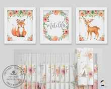 Load image into Gallery viewer, Tribal Floral Deer Fox Woodland Animals Nursery Wall Art - Instant Download - WG5