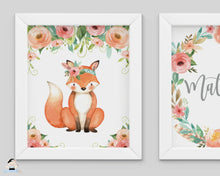 Load image into Gallery viewer, Tribal Floral Deer Fox Woodland Animals Nursery Wall Art - Instant Download - WG5