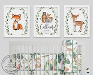 Greenery Deer Fox Woodland Animals Nursery Wall Art - Instant Download - WG7