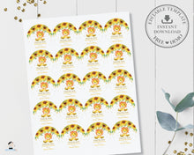 Load image into Gallery viewer, Cute Lion Sunflower Floral Circle Round 2 Inches Labels Sticker Tag Editable Template - Digital Printable File - Instant Download - LN1