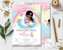 Load image into Gallery viewer, unicorn-and-mermaid-pool-birthday-party-invitation-diy-editable-template-instant-download-digital-printable-file