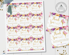 Load image into Gallery viewer, Chic Purple Floral Fairy Thank You Favor Tags Square 6.5cm - Editable Template - Digital Printable File - Instant Download - FF2