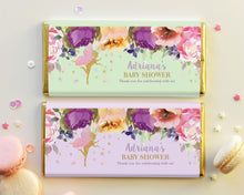 Load image into Gallery viewer, Summer Purple Floral Fairy Chocolate Candy Bar Wrapper for Hershey and Aldi Chocolates - Instant EDITABLE TEMPLATE Digital Printable File- FF2