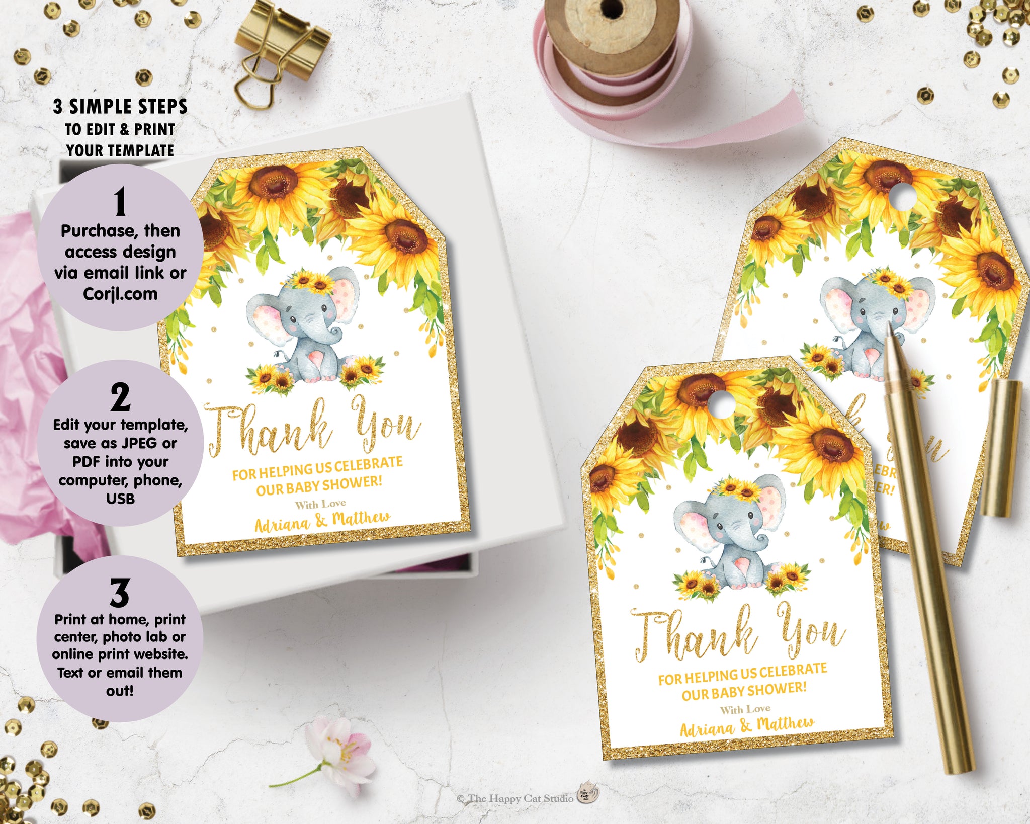 Sunflower Thank You Tags
