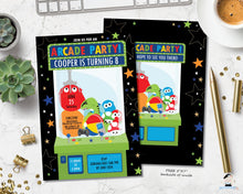 Load image into Gallery viewer, Arcade Claw Game Machine Birthday Party Invitation - Instant EDITABLE TEMPLATE - AC2