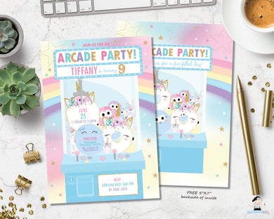 Arcade Unicorn Birthday Party Invitation - Instant EDITABLE TEMPLATE - AC1