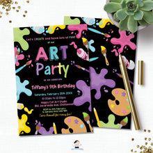 Load image into Gallery viewer, Pastel Art Party Girl Birthday Invitation EDITABLE TEMPLATE Digital Printable File Instant Download AP1
