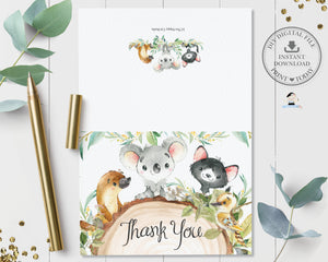 Cute Australian Animals Koala Greenery Baby Shower Invitation Bundle Editable Template - Digital Printable File - Instant Download - AU1