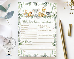 Australian Animals Koala Greenery Baby Predictions and Advice Card, INSTANT DOWNLOAD, Fun Baby Shower Game Activities Diy PDF Printable, AU5