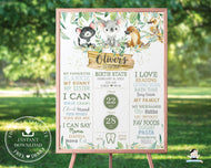 Greenery Australian Animals Koala Platypus 1st Birthday Milestone Sign Birth Stats - Editable Template - Digital Printable File - Instant Download - AU1