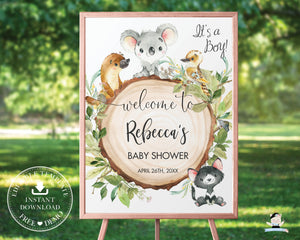 Australian Animals Koala Platypus Birthday Baby Shower Welcome Sign - Editable Template - Digital Printable File - Instant Download - AU1