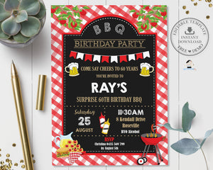 Backyard BBQ Birthday Party Invitation Editable Template - Instant Download - Digital Printable File - BQ1