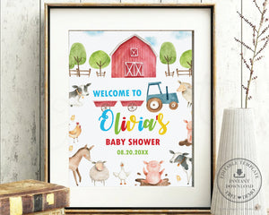 Farm Animals Barnyard Fun Baby Shower Birthday Welcome Sign Editable Template - Digital Printable File - Instant Download - BY1
