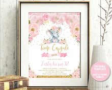 Load image into Gallery viewer, Elephant Blush Pink Floral Time Capsule Sign and Message Cards - Editable Template - Instant Download Digital Printable File - EP5
