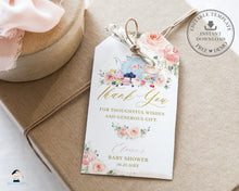 Load image into Gallery viewer, Chic Tea Party Blush Pink Floral Thank You Favor Tags Editable Template - Digital Printable File - Instant Download - TP5