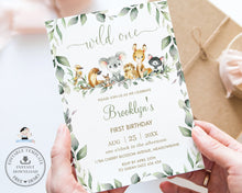 Load image into Gallery viewer, Cute Australian Animals Greenery 1st Birthday Invitation Editable Template - Digital Printable File - Instant Download - AU5