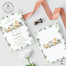Load image into Gallery viewer, Cute Australian Animals Greenery 1st Birthday Invitation Editable Template - Digital Printable File - Instant Download - AU5