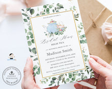 Load image into Gallery viewer, Chic Eucalyptus Greenery High Tea Bridal Shower Invitation Editable Template - Digital Printable Files - Instant Download - TP6