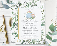 Load image into Gallery viewer, Chic Eucalyptus Greenery High Tea Bridal Shower Invitation Editable Template - Digital Printable Files - Instant Download - TP6