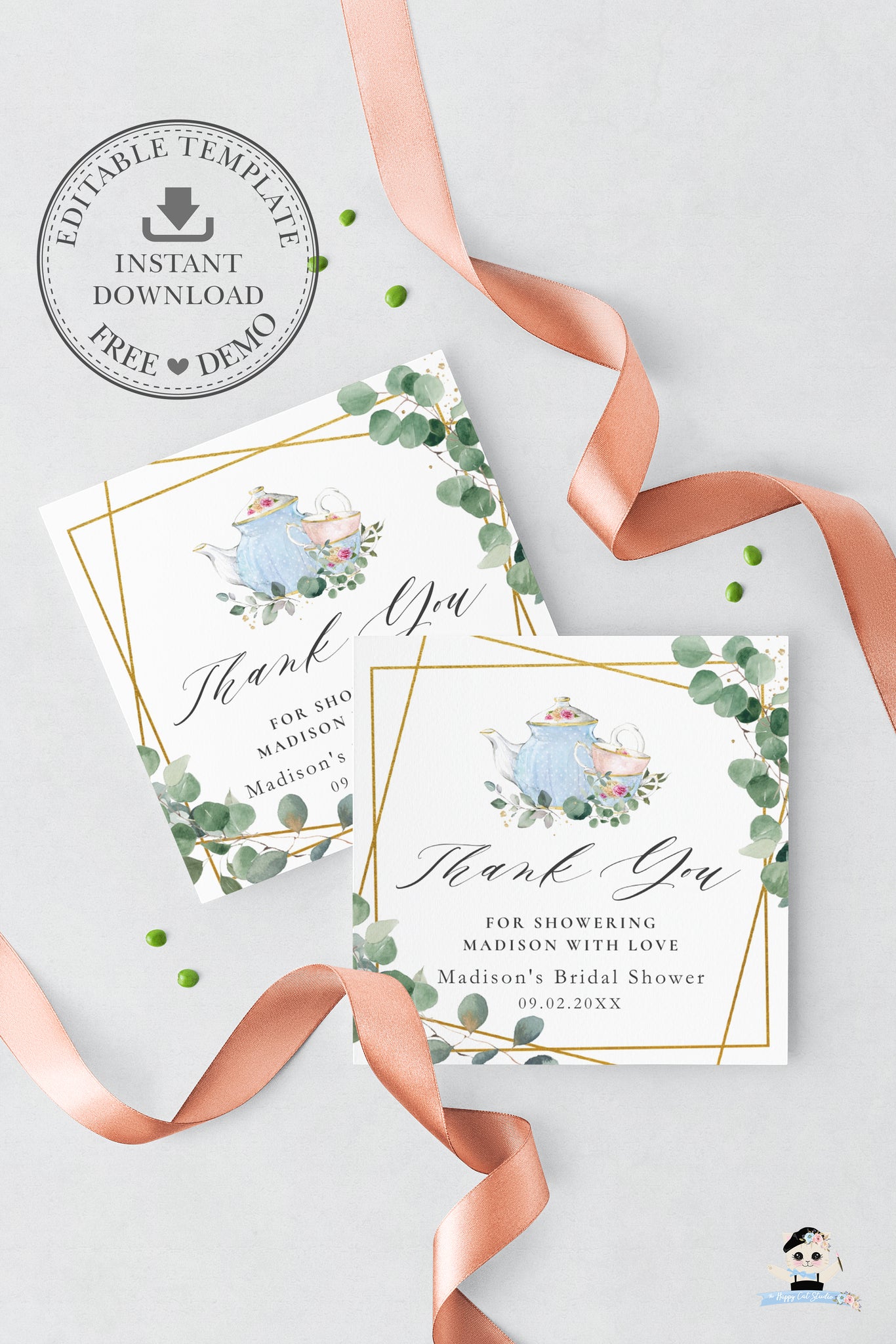 chic-eucalyptus-greenery-high-tea-party-square-favor-tag-editable-tem-the-happy-cat-studio for Bridal Shower Thank You Tags Free Printable Chic Eucalyptus Greenery High Tea Party Square Favor Tag, EDITABLE TEM – The Happy Cat Studio for Bridal Shower Thank You Tags Free Printable