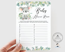 Load image into Gallery viewer, Eucalyptus Greenery Koala Baby Name Race Baby Shower Game Activity Printable File - Instant Download - AU2
