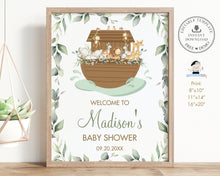 Load image into Gallery viewer, Chic Greenery Noah&#39;s Ark Baby Shower Birthday Party Welcome Sign - Editable Template - Digital Printable File - Instant Download - NA1