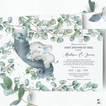 Load image into Gallery viewer, Rustic Greenery Elephant Baby Boy Shower by Mail Invitation Editable Template - Instant Dowload - Digital Printable File - EP10