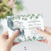 Load image into Gallery viewer, Rustic Greenery Elephant Baby Boy Shower by Mail Invitation Editable Template - Instant Dowload - Digital Printable File - EP10